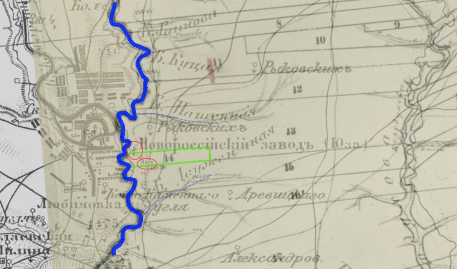 Шубберт 1875 - 1888. наложение карты миус.уезда1