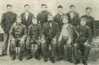 Группа гришинских дружинников — участников Горловского вооруженного восстания — в тюрьме, 1907 г.