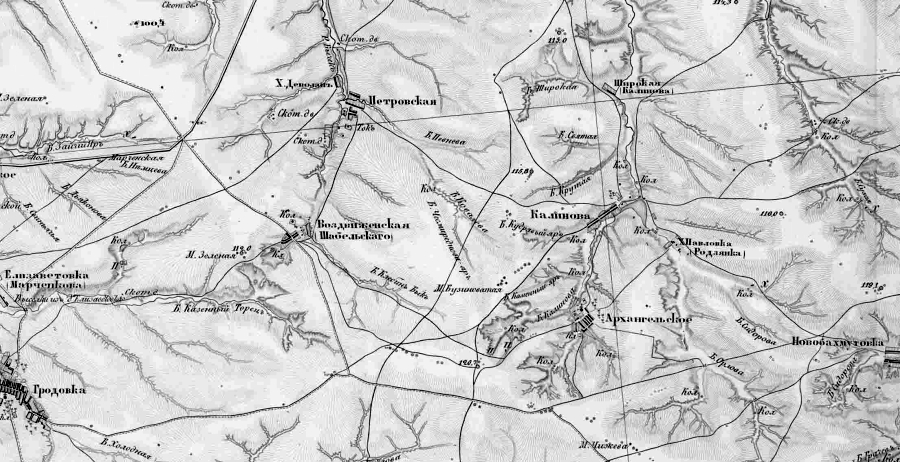 хут. Павловка(Родзянко) на карте второй половины  XIХ века