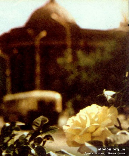 Розы возле библиотеки, Донецк, 1970