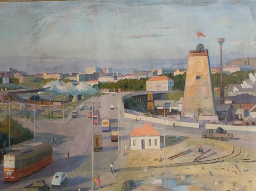 Вид на Ленинский проспект и площадь Коммунаров в конце 1950-х — начале 1960-х годов [10]