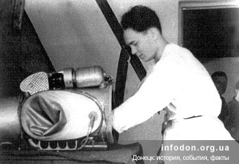 Испытание первого газотеплозащитного аппарата, разработанного под руководством В.Я. Балтайтиса. 1955 г.