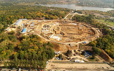 Строительство Донбасс Арены. 2006 год. Вид сверху