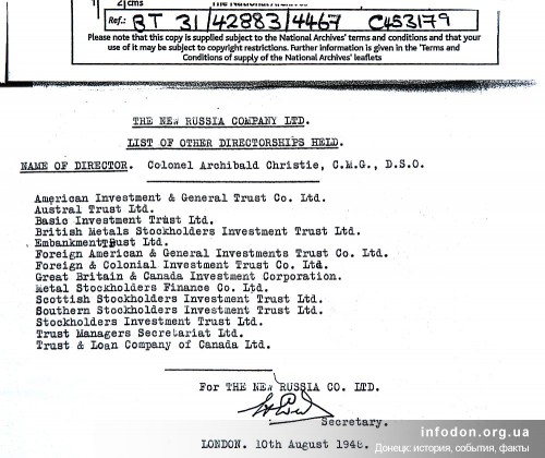 Фото архивного документа с указанием фамилии полковника Арчибальда Кристи_1