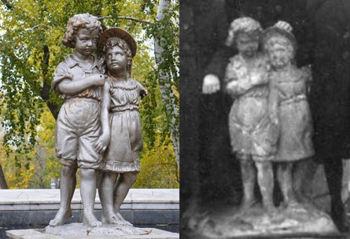 Вот два фото крупным планом для сравнения. Слева реконструкция дореволюционного фонтана в Самаре. Справа – фонтан из Сталино